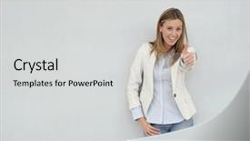  Presentation with dynamic - PPT layouts having new sales employee welcome - dynamic businesswoman looking at camera background and a  colored foreground
