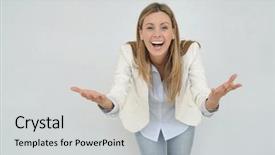  Presentation with molecular dynamic simulation - Amazing slide set having new sales employee welcome - dynamic businesswoman looking at camera backdrop and a  colored foreground