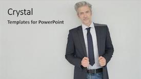  Presentation with grey - Audience pleasing PPT theme consisting of new sales employee welcome - handsome mature businessman standing backdrop and a light gray colored foreground