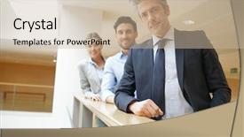  Presentation with team - Theme having new sales employee welcome - mixed business team standing background and a soft green colored foreground