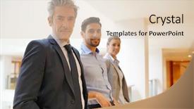  Presentation with team - Audience pleasing slide deck consisting of new sales employee welcome - mixed business team standing backdrop and a lemonade colored foreground