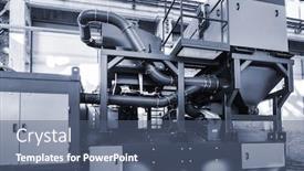  Presentation with factory machine - Presentation design having new-sandblasting-machine-for-modern background and a ocean colored foreground