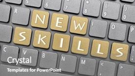  Presentation with skills - Slide deck enhanced with new skills key on keyboard background and a  colored foreground