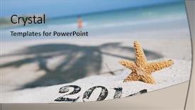  Presentation with starfish - Amazing slide set having new spa resort - 2014 letters numbers with starfish backdrop and a light blue colored foreground