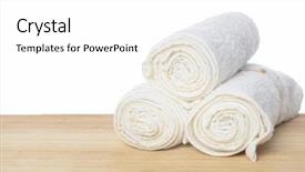  Presentation with flowers on white wooden - Beautiful PPT theme featuring new spa resort - three rolled white towels backdrop and a white colored foreground