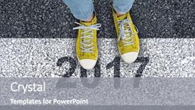  Presentation with shoes - Slide set consisting of new start - casual shoes against athletic man background and a gray colored foreground