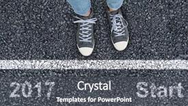  Presentation with shoes - Theme enhanced with new start - casual shoes against athletic man background and a dark gray colored foreground