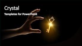  Presentation with key - Beautiful PPT theme featuring new start - close up of human hand backdrop and a black colored foreground