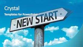  Presentation with sky - Presentation design featuring new start sign with sky background and a teal colored foreground