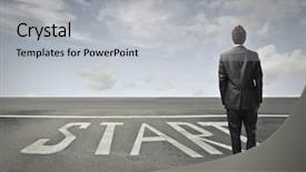  Presentation with start stop continue - Audience pleasing PPT theme consisting of new start backdrop and a light gray colored foreground