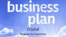  Presentation with business plan blue - Theme featuring new swot - business plan cloud word background and a light blue colored foreground
