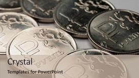  Presentation with russian - Colorful PPT layouts enhanced with new symbol one rouble coins russian currency backdrop and a mint green colored foreground