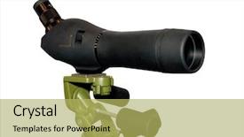  Presentation with telescope - Colorful presentation theme enhanced with new techology - black modern telescope lens isolated backdrop and a  colored foreground