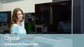  Presentation with electronics - Presentation design with new television at the electronics background and a  colored foreground