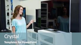  Presentation with television - Slide set consisting of new television at the electronics background and a  colored foreground