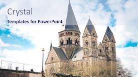  Presentation with france - Colorful presentation design enhanced with new-temple-of-metz-france backdrop and a sky blue colored foreground