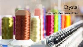  Presentation with sewing machine - PPT layouts with new threads closeup sewing machine background and a coral colored foreground