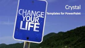  Presentation with change - PPT theme featuring new transformation - change your life sign background and a teal colored foreground