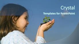  Presentation with child tree - Slides consisting of new tree - smiling child hands holding plant background and a ocean colored foreground
