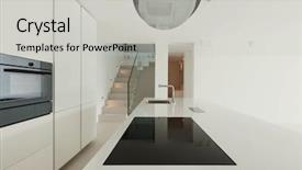  Presentation with kitchen design - Amazing slides having new trend design domestic kitchen backdrop and a light gray colored foreground