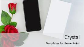  Presentation with box - Colorful PPT theme enhanced with new unboxed smartphone iphone backdrop and a white colored foreground