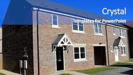  Presentation with housing - Presentation theme consisting of new unoccupied modern houses on a housing estate in eastfield scarborough england background and a cobalt blue colored foreground