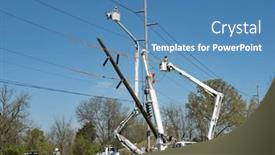  Presentation with utility - Presentation design featuring new-utility-pole-being-lifted background and a teal colored foreground