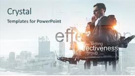  Presentation with team work - Audience pleasing slide set consisting of new vision - business team at work mixed backdrop and a sky blue colored foreground