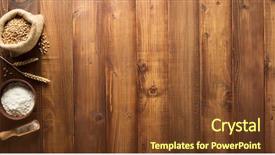  Presentation with bakery baking ingredients - PPT theme having new wheat - bakery ingredients on wooden plank background and a tawny brown colored foreground