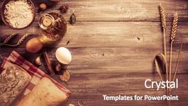  Presentation with bakery - PPT theme consisting of new wheat - bread and bakery products background and a tawny brown colored foreground