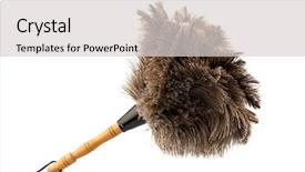  Presentation with cleanliness - Amazing slide set having new world order - feather duster against white background backdrop and a light gray colored foreground