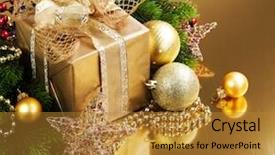  Presentation with gifts - PPT theme with new year 2011 celebration - christmas gifts background and a gold colored foreground