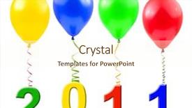  Presentation with new year streamer - Slides featuring balloons and streamer isolated background and a cream colored foreground