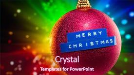  Presentation with merry christmas - PPT theme having merry christmas ball with colorful background and a wine colored foreground