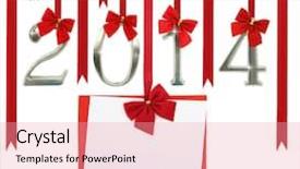  Presentation with new year card - Cool new PPT theme with new year 2014 card backdrop and a coral colored foreground