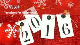  Presentation with merry christmas and new year - Cool new theme with new year 2016 on tags backdrop and a  colored foreground
