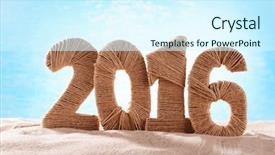  Presentation with anniversary - Audience pleasing slide set consisting of new year 2016 sign backdrop and a cool aqua colored foreground