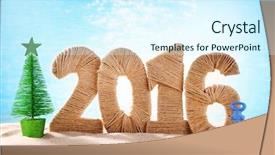  Presentation with anniversary - Slide deck enhanced with new year 2016 sign background and a cool aqua colored foreground
