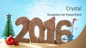  Presentation with new year - Presentation theme having new year 2016 sign background and a cool aqua colored foreground