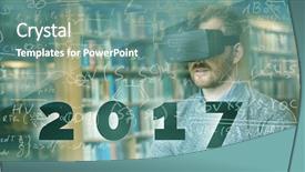  Presentation with equation - Presentation theme enhanced with new year 2017 against math background and a seafoam green colored foreground