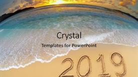  Presentation with new year 2019 - Amazing PPT layouts having new year 2019 beach celebrate backdrop and a mint green colored foreground