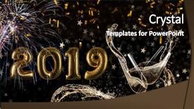  Presentation with new year 2019 - Cool new PPT theme with new year 2019 celebration theme backdrop and a wine colored foreground