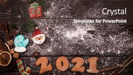 Presentation with 2021 - Colorful theme enhanced with new-year-2021-concept-holiday backdrop and a tawny brown colored foreground