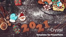  Presentation with 2021 - Presentation theme featuring new-year-2021-concept-holiday background and a tawny brown colored foreground