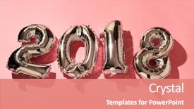  Presentation with gold and silver balloons - Beautiful presentation theme featuring new year against a pink backdrop and a coral colored foreground