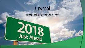  Presentation with rainbow over road - Colorful presentation theme enhanced with new year ahead - 2018 green road sign backdrop and a teal colored foreground