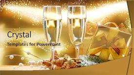  Presentation with golden christmas - Cool new presentation theme with new year and christmas celebration backdrop and a yellow colored foreground