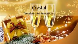  Presentation with golden christmas - Presentation enhanced with new year and christmas celebration background and a yellow colored foreground