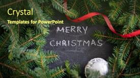  Presentation with pine - Cool new slide deck with new-year-and-christmas-holiday backdrop and a tawny brown colored foreground