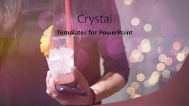  Presentation with team party - Beautiful presentation theme featuring new-year-and-christmas-office backdrop and a coral colored foreground